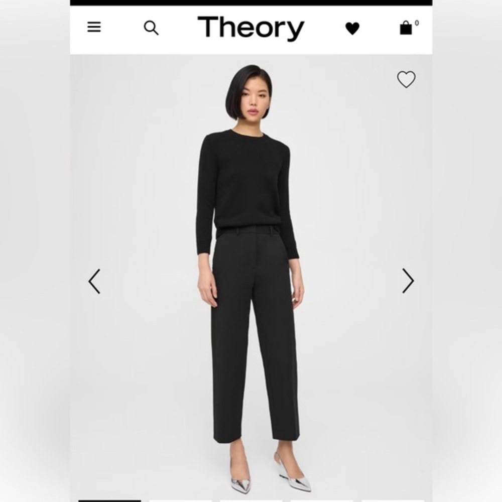 Theory High-Waist Straight-Leg Pant in black Twill size 10